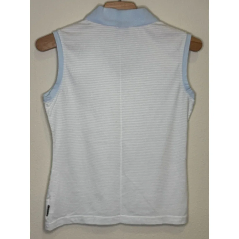 Nike Golf Alpha Project Small Sleeveless White Blue Striped Polo Womens Size (S)
